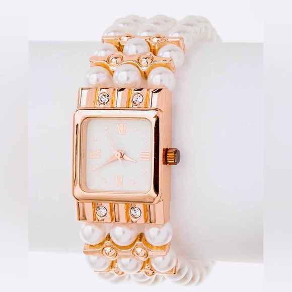 Rose Gold Pearl Bracelet Watch - Picture 1 of 2